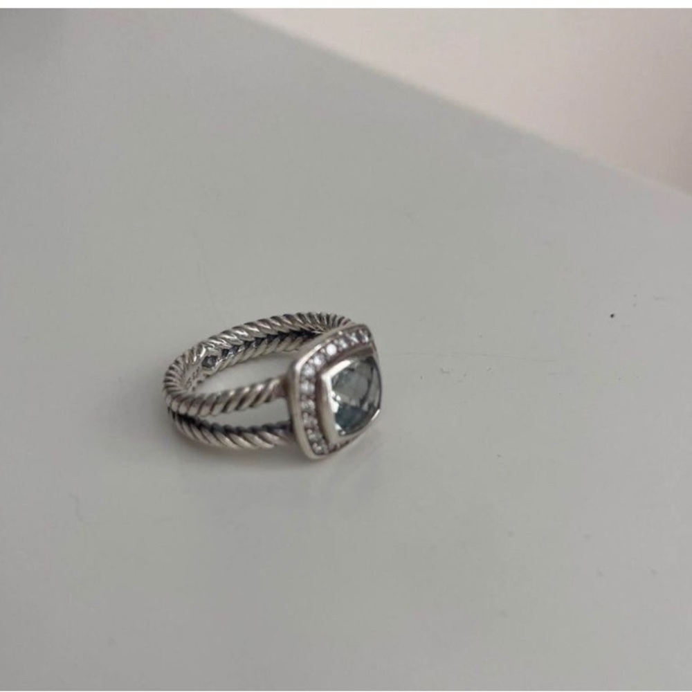 Petite Albion® Ring in Sterling Silver with Prasiolite and Pavé Diamonds - Picture 3 of 6